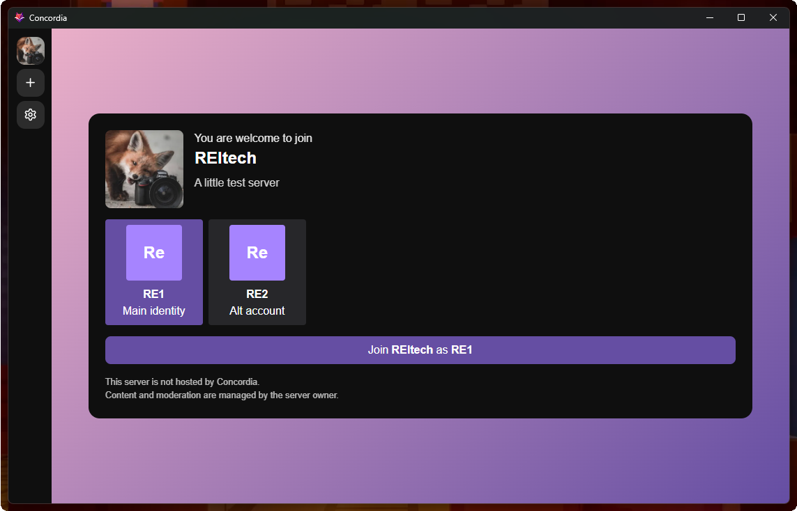 Concordia preview of join server view
